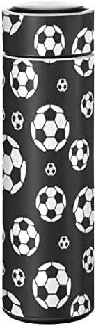 גלפי כדורגל ספורט שחור שחור 17 גרם בקבוק מים, ללא BPA, נירוסטה, בקבוק מים מבודד, לבית ספר, משרד, חדר