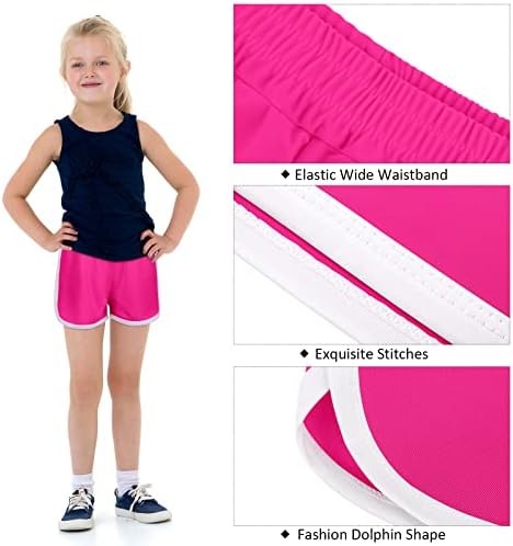RESINTA 4 חבילות בנות המריצות מכנסיים קצרים מהיר ילדים יבש מכנסיים אתלטים קצרים פוליאסטר מכנסיים קצרים
