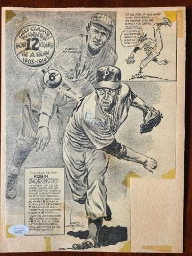 ביל Veeck רובין רוברטס JSA חתום 9x11 דף צילום וינטג 'חתימה מצוירת - תמונות MLB עם חתימה