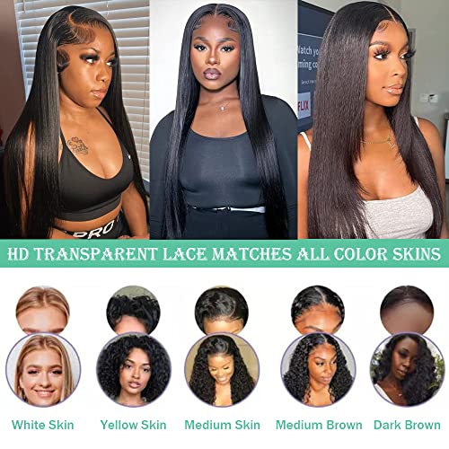 ישר תחרה מול פאת שיער טבעי 150 צפיפות 13 * 4 שקוף ללא דבק פרונטאלית פאות לנשים שחורות שיער טבעי מראש