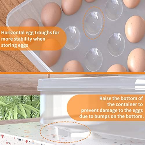 מיכלי ביצה שטניים 77 ליטר עם מכסה, מחזיק ביצים מפלסטיק למקרר וכוס מדידה מזכוכית בורוסיליקט גבוהה 77