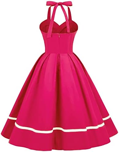 1950 שמלה לנשים אודרי הפבורן בציר סגנון רוקבילי מסיבת שמלת ערב גבוהה מותן למתוח נדנדה שמלות