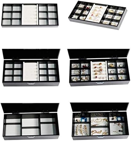קופסאות תכשיטים QTT אקריליק עם 19 תכשיטים חזה תכשיטים עם מארגן תכשיטים בטנה קטיפה קופסת תכשיטים שחורה