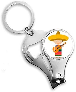 גיטרה כובע מקסיקו מצוירת ציפורניים ניפר טבעת טבעת מפתח בקבוקי שרשרת פותחן