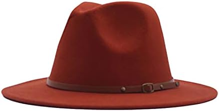 כובע עם אבזם חגורה נשים רחב מתכוונן כובע שוליים אופנה פנמה פנמה כובע קלאסי פדורה פדורה צמר פנמה כובע