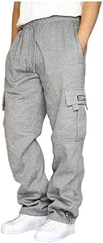 מכנסי מטען מזדמנים של Ruziyyoog מכנסיים מותניים אלסטיים מכנסיים עם כיסים רופפים כושר אתלט יוגה ג'וג'רס