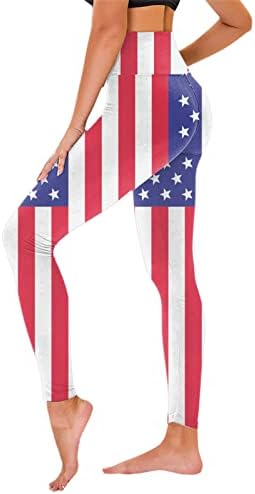 4 ביולי חותלות במותניים גבוהות לנשים אימון דגל ארהב חותלות יוגה אולטרה מוברשות רכות מכנסי אימון מתוחים