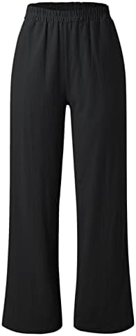 מכנסי פיג'מה לנשים Xiloccer צבעים מזדמנים צבעים מזדמנים כיסים רופפים מכנסי כותנה מכנסיים ארוכים
