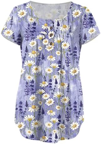 צמרות חמודות לנשים טרנדיות, 2023 חולצות טורני שרוול קצרות מזדמנים אופנה פרחונית בוהו חמודות חמוד חולצות