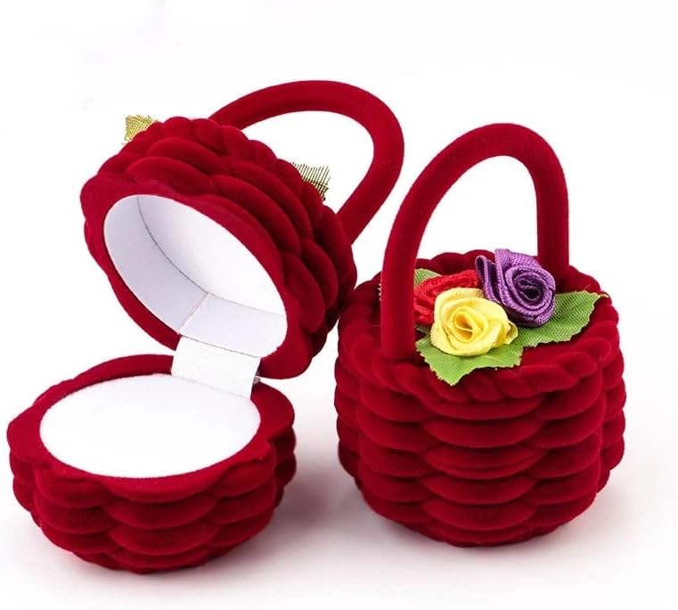 ZCMEB סל פרחים חמוד סל קטיפה מעורבות לחתונה טבעת קופסאות קופסאות מתנה מחזיק עגילים שרשרת תכשיטים תכשיטים