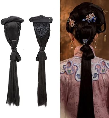 סיני מסורתי חאנפו פאת שיער לחמניית רטרו שחור פקעת מזויף עתיק סיני שיער לחמניית נסיכת פאת קוספליי