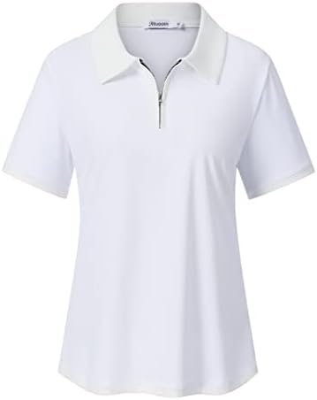קוג'וין נשים חולצות פולו גולף שרוול קצר רוכסן חולצת טניס אתלטית לחות ספורט ספורט