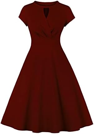שמלות מסיבת רטרו לנשים מפתח חור מפתח עוטף צוואר קוקטייל קדוש שמלת קוקטייל וינטג