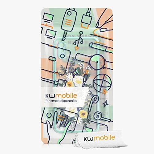 מארז Kwmobile תואם ל- Xiaomi Redmi 9a/9at - כיסוי טלפון שקוף קריסטל - פרחי אביב מנטה/צהוב/מט שקוף