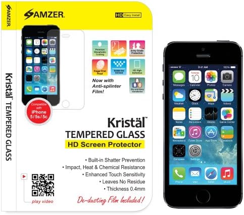 מגן מסך זכוכית מחוסמת אמזר קריסטל לאייפון 5, אייפון 5, אייפון 5 ג', אייפון דרום-אריזה קמעונאית-זכוכית
