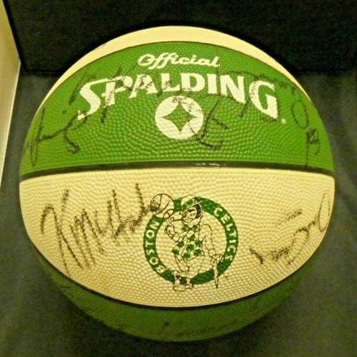 1990-1991 קבוצת בוסטון סלטיקס חתמה כדורסל לארי בירד מקהייל לואיס מלא JSA - כדורסל חתימה