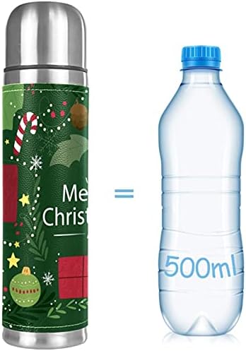 ספל מבודד ואקום נירוסטה, חג מולד שמח -01 ירוק -01 הדפס בקבוק מים תרמוס למשקאות חמים וקרים לילדים מבוגרים