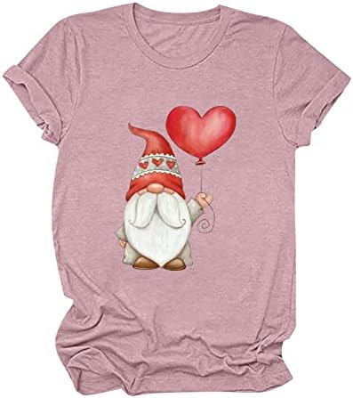 חג האהבה חולצות לנשים קצר שרוול חמוד גמדים לב הדפסת טיז חולצה יוצא חולצות