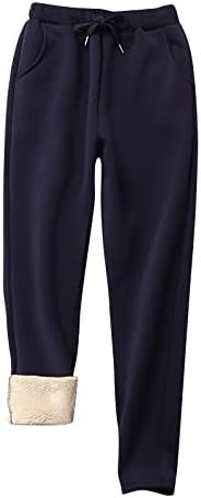 מכנסי טרנינג ג'וג'ר תרמיים לנשים עם מכנסיים אתלטים של טרקלין כיס לריצה חורפית צמר צמר מרופדת מרופדת