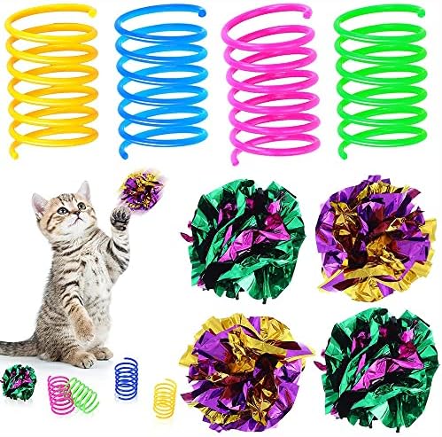 14 חתיכות חתול ספירלה אביב אביב חג המולד צעצועים מגוונים צבע נצנצים נוצצים נוצצים כדורי פום קטנים קטנים
