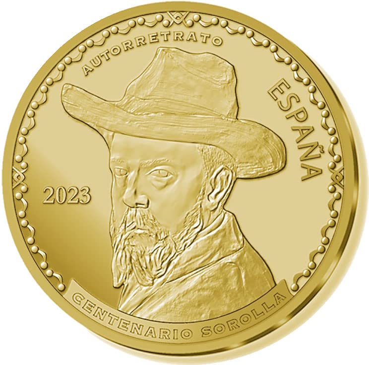 2023 דה חואקין סורולה פאוורקוין דיוקן עצמי 100 שנה מטבע זהב 200 אירו ספרד 2023 הוכחה