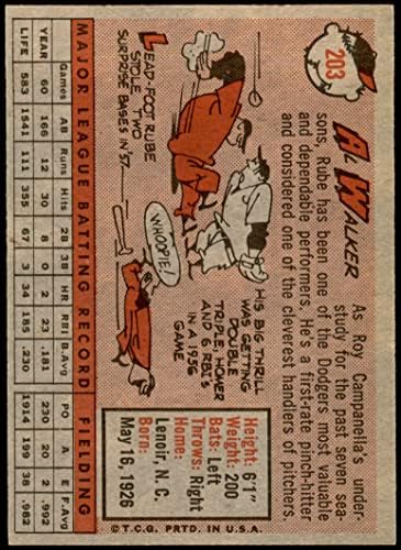 1958 Topps 203 אל ווקר לוס אנג'לס דודג'רס אקס/MT Dodgers