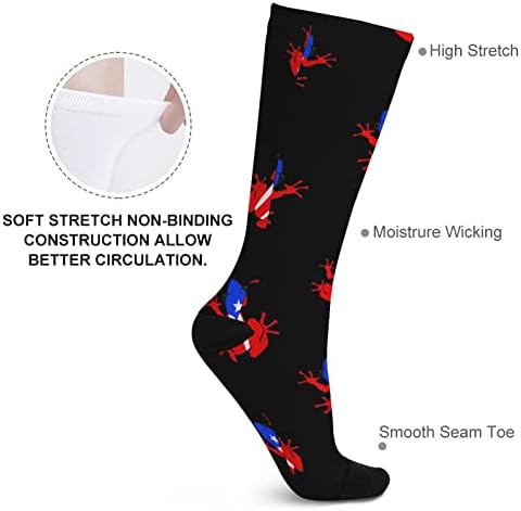 צפרדע דגל פוארטו ריקו צבע תואם גרביים תואמים בברך אתלטית גרביים גבוהים לגברים נשים