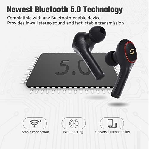 TWS Bluetooth 5.0 אוזניות אלחוטיות עם מארז טעינה נייד, בקרת מגע בקרת רעש באוזן מבטלים אוזניות סטריאו