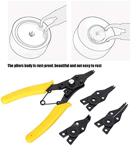 צבת Circlip, צבת שילוב כלים טבעת טבעת 4 ב -1 לקליפ פנימי מעוקל עבור צבת חיצונית חיצונית לקליפ חיצוני