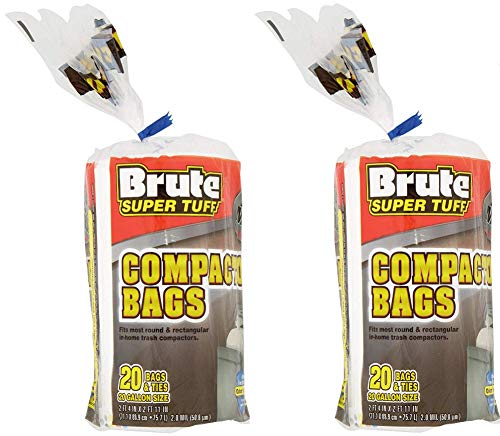 BRUTE SUPER TUFF HEAVY DUTY 20 ליטר קומפקטור/שקיות מטבח - לבן