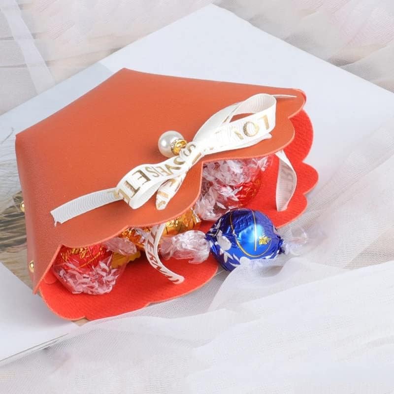 Zjhyxyh PU מתנות מתנות עם קופסת חתונה טובה וקופסאות שקיות ממתקים לאספקת מסיבות יום הולדת חבילת קופסאות