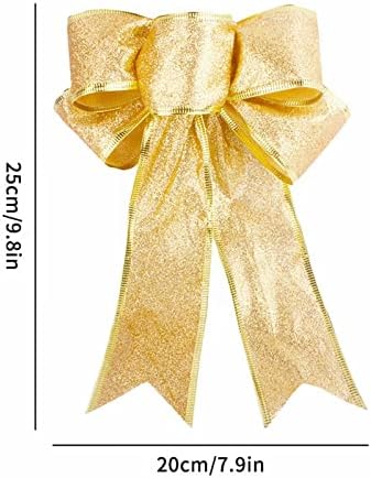 קריסטלים נברשת החלפת סיבוב 15 סמ זהב נצנצים מבריקים קישוט קשת חג המולד חג חג המולד סרט כוכב פלסטיק לקישוט