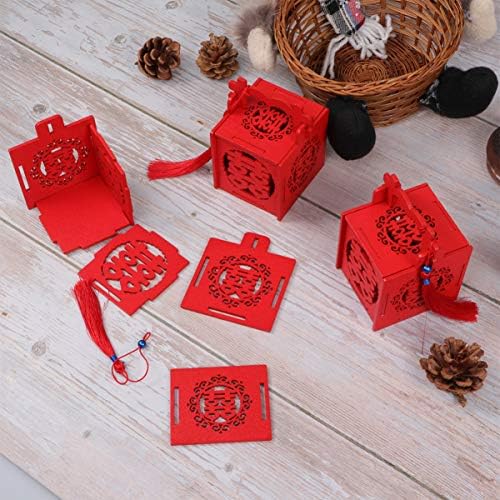 AMOSFUN 4PCS קופסאות קופסאות קופסאות מתנה סינית מעץ חתונה מתוקה פינוק ממתקים- סגנון סיני קופסת עץ קופסה