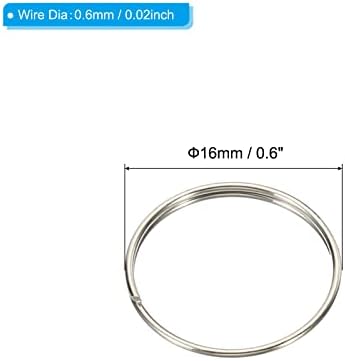 טבעות מפוצלות של פטיקיל מיני, 150 חבילה 16 ממ/0.6 OD טבעת עגולה טבעת נירוסטה טבעת להדקת נברשת אביזרי