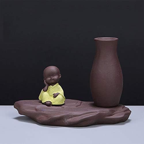 Rahyma Weiping - חימר סגול/זישה תה חיית מחמד סינית נזיר קטן/בודהה פסלי קישוט קונגפו אביזרי מגש תה למתנה