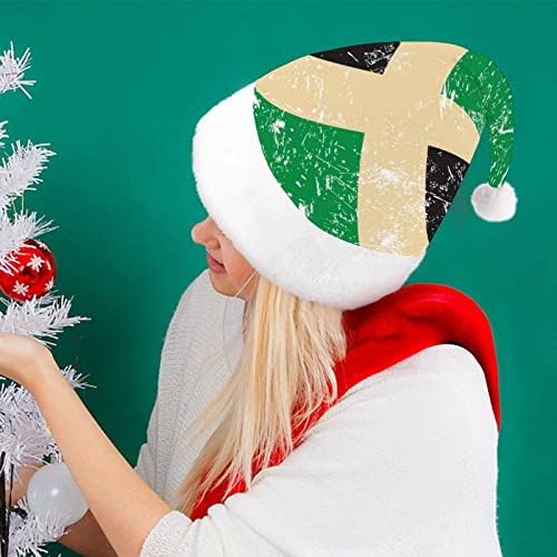 ג ' מייקה רטרו דגל חג המולד כובע סנטה קלאוס כובעי קצר קטיפה עם לבן חפתים לגברים נשים חג המולד חג מסיבת
