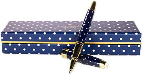 קייט ספייד ניו יורק עט כדורי דיו שחור עם קופסת מתנה לשימוש חוזר, עט משרדי מקצועי לנשים מקבל מילוי סטנדרטי,