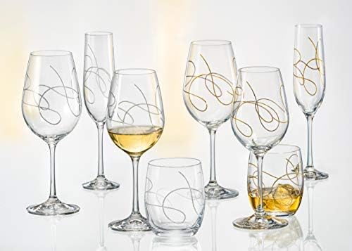כוס זכוכית, עם עיצוב מחרוזת, קריסטל, כוסות כפולות מיושנות, סט של 2 כוסות, מאת ברסקי, תוצרת אירופה, כל
