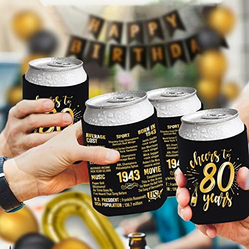 קישוטי יום הולדת 80 לגברים נשים, ציוד למסיבת יום הולדת 80, וינטג ' - שמונים מסיבת יום הולדת פחית משקה