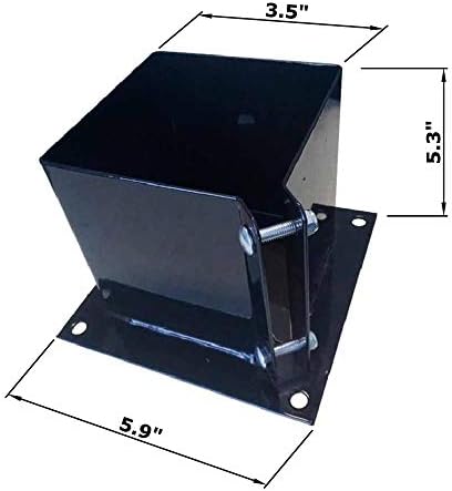 גדר MTB פוסט עוגן בסיס תמיכה בורג למטה מתכת אבקת שחור מצופה 4 אינץ 'x 4 אינץ', חבילה של 1