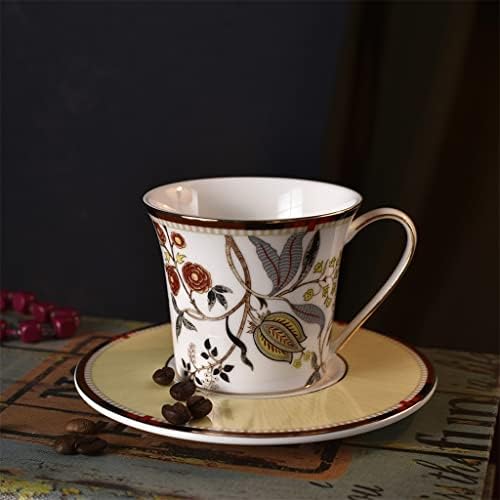 FSYSM דפוס פרחים וינטג 'אירופי ערכות קפה קרמיקה קפה כוס סיר צלוחית 15 יח'