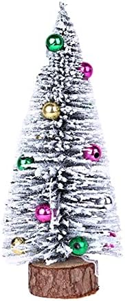 עצי חג מולד מלאכותיים של פולג - שולחן טבלט מיניאטורי שלג אורן מלאכותי עם בסיס עץ קישוט