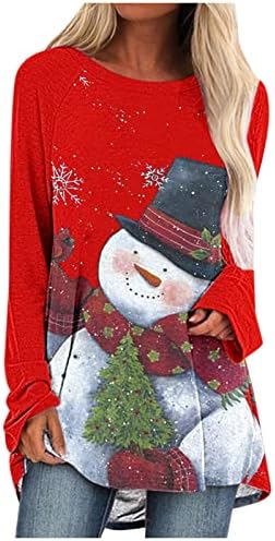 חולצות חג מולד לנשים 2022 עץ חג מולד משובץ עץ חג המולד טוניקה טוניקה טוניקה סווטשירט סוודרים סוודר סוודר