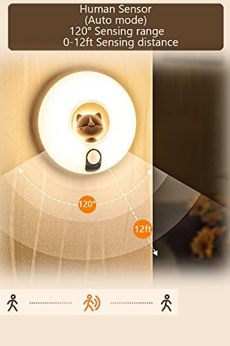 חיישן תנועה לילה אור נטענת מגנטי אלחוטי הוביל אור, אוטומטי חמוד חתול מנורת מושלם עבור חדר שינה, מסדרון,