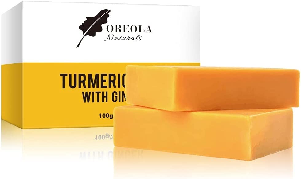 אורולה נטורלס סבון כורכום וג ' ינג ' ר 100 גרם/3.5 אונקיות אידיאלי לעור, פנים וגוף