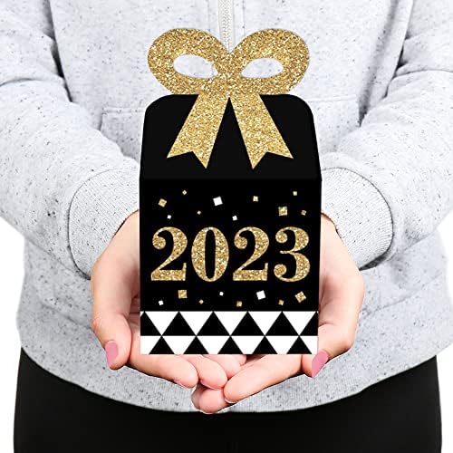 נקודה גדולה של אושר ערב השנה החדשה - זהב - קופסאות מתנה לטובת מרובע - 2023 קופסאות קשת מסיבת סילאנס