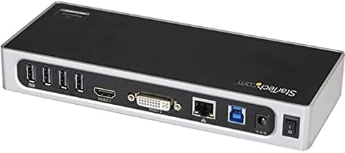 Startech.com USB 3.0 תחנת עגינה - תחנת עגינה ניידת צג כפול עם HDMI ו- DVI/VGA וידאו - 6 -Port USB 3.1