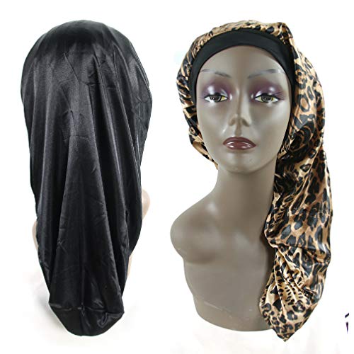 2 חבילה ארוך במיוחד מצנפת שינה כובעי עבור נשים, ראסטות מכסה עבור מתולתל שיער, טבעי שיער