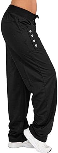 מכנסיים שחורים לנשים פלוס מכנסי טרנינג בגודל מכנסיים בעלי עלייה נמוכה שרוך מכנסי מותניים אלסטיים מכנסיים