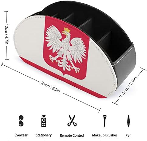 דגל פולנית נשר טלוויזיה טלוויזיה בשלט רחוק של שולטת בשלט רחוק עם מארגן אחסון עם 5 תאים לשולחן העבודה